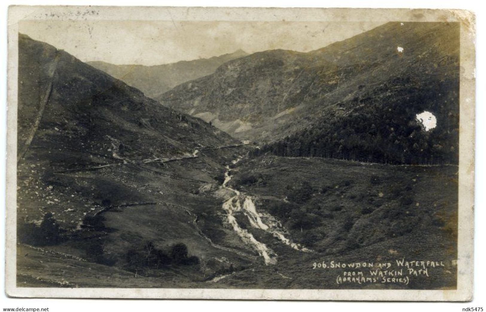 906. SNOWDON AND WATERFALL FROM WATKIN PATH (ABRAHAMS) / ANGLESEY, CEMAES BAY, BRYN Y MOR (THOMAS) - Caernarvonshire