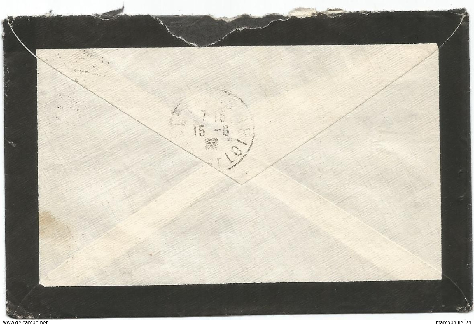 LUXEMBOURG 30C SEUL LETTRE COVER DEUIL VIANDEN 13.8.1923 POUR TOURS FRANCE - 1921-27 Charlotte Front Side