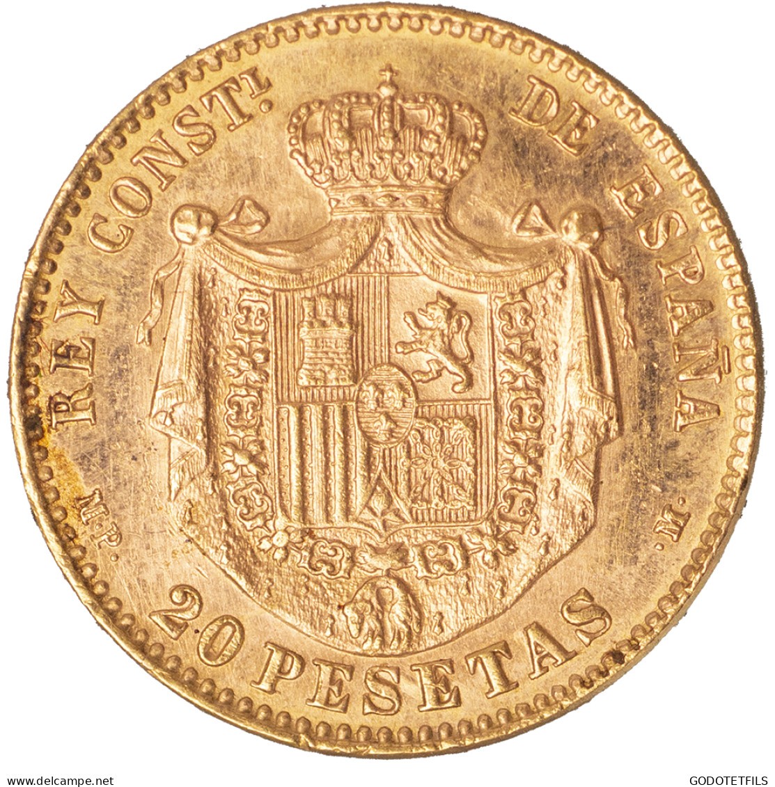 Espagne-Alphonse XIII 20 Pesetas 1896 Refrappe De 1962 Madrid - Test- Und Nachprägungen