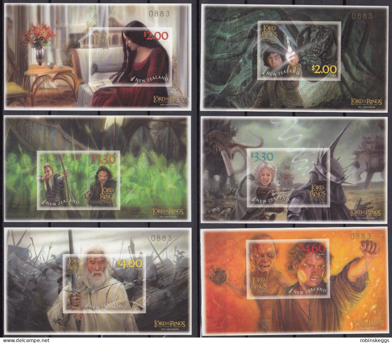 NEW ZEALAND 2023 Lord Of The Rings: King 20th Anniv., LE IMPERFORATE M/S's MNH - Vignettes De Fantaisie