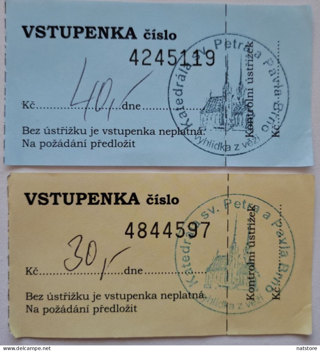 CZECH REPUBLIC.. BRNO.. LOT OF 2 TICKETS TO CATHEDRAL OF PETER AND PAUL - Tickets D'entrée