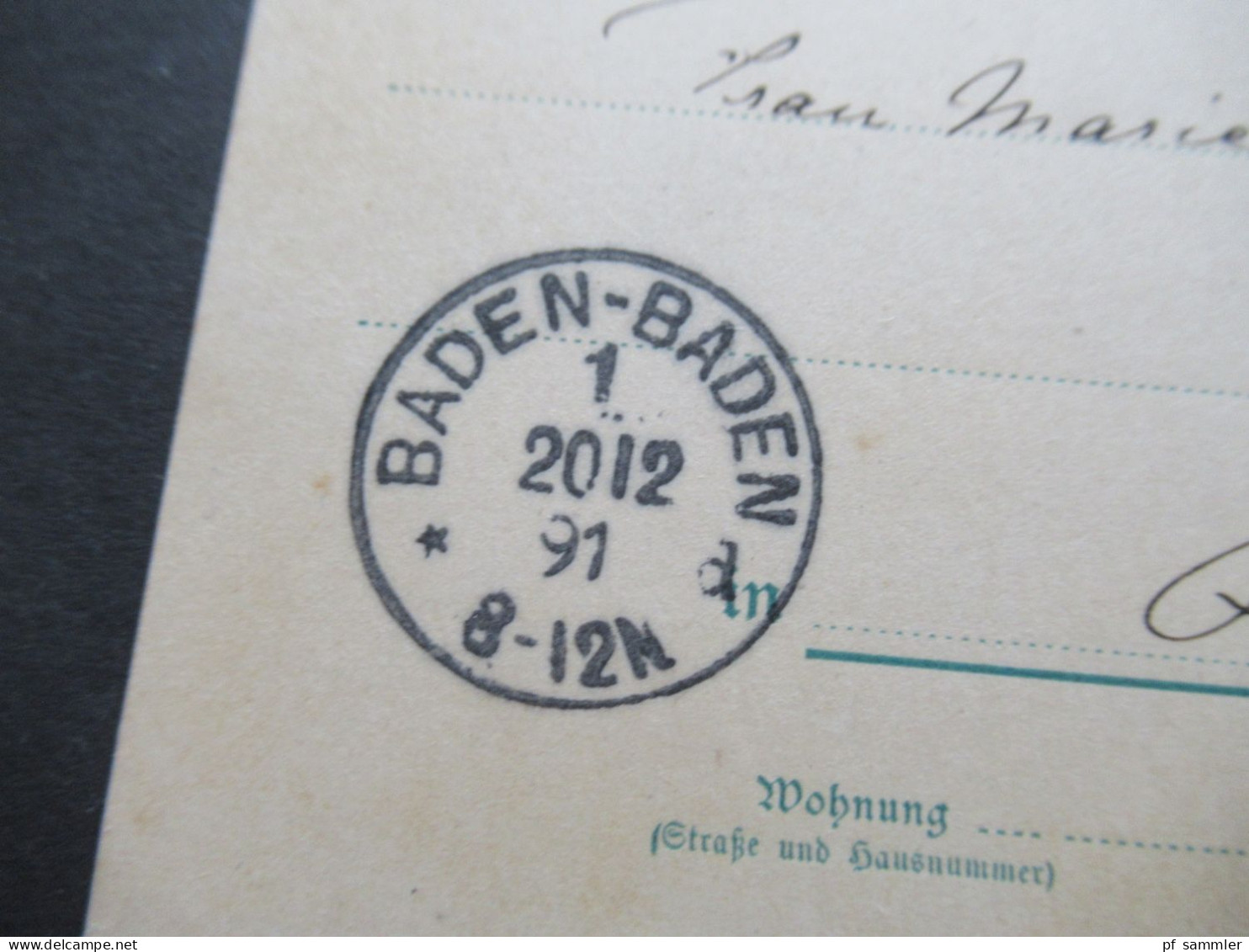 DR 1891 Reichspost GA Krone / Adler Sauberer Stempel Karlsruhe (Baden) 2 Nach Baden Baden Mit K1 Ank. Stempel - Cartoline