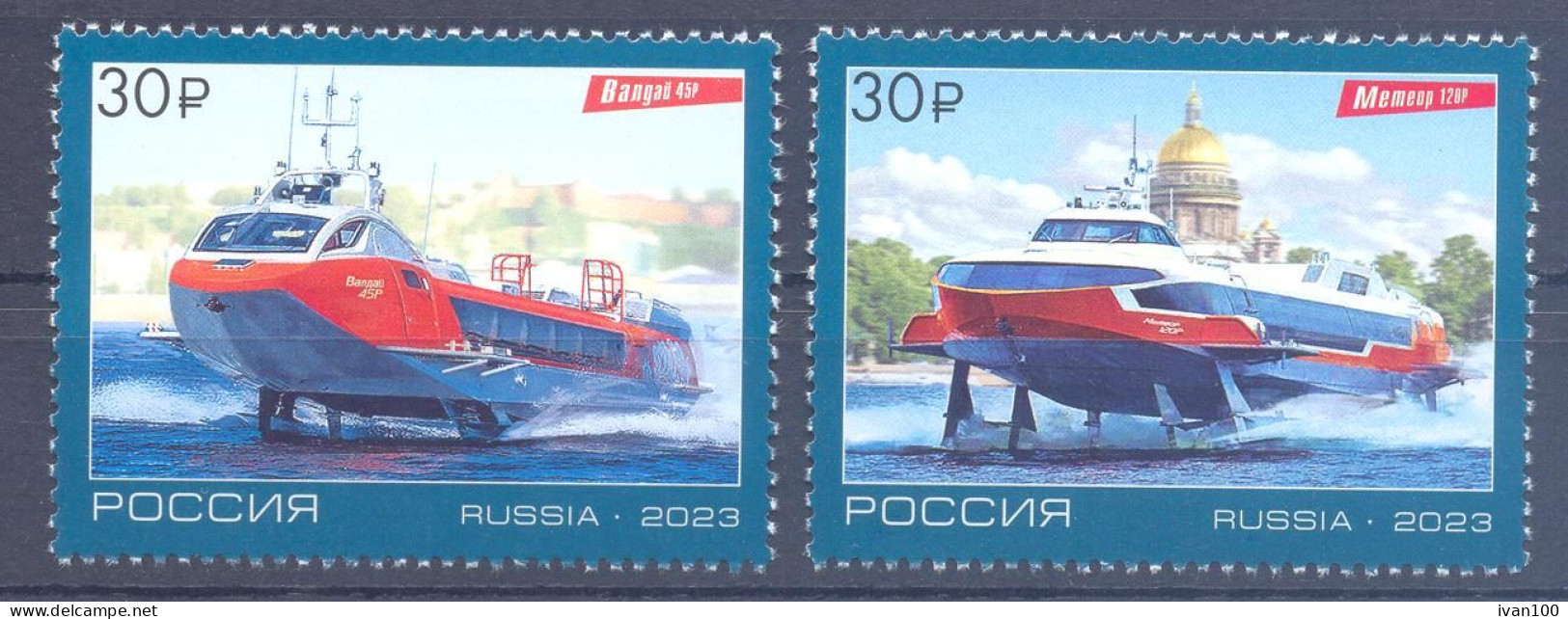 2023. Russia, Ships, Hydrofoil Vessels, 2v, Mint/** - Unused Stamps