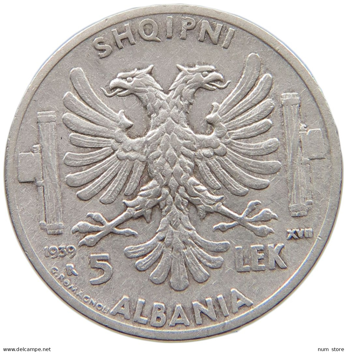 ALBANIA 5 LEK 1939  #MA 009020 - Orientales