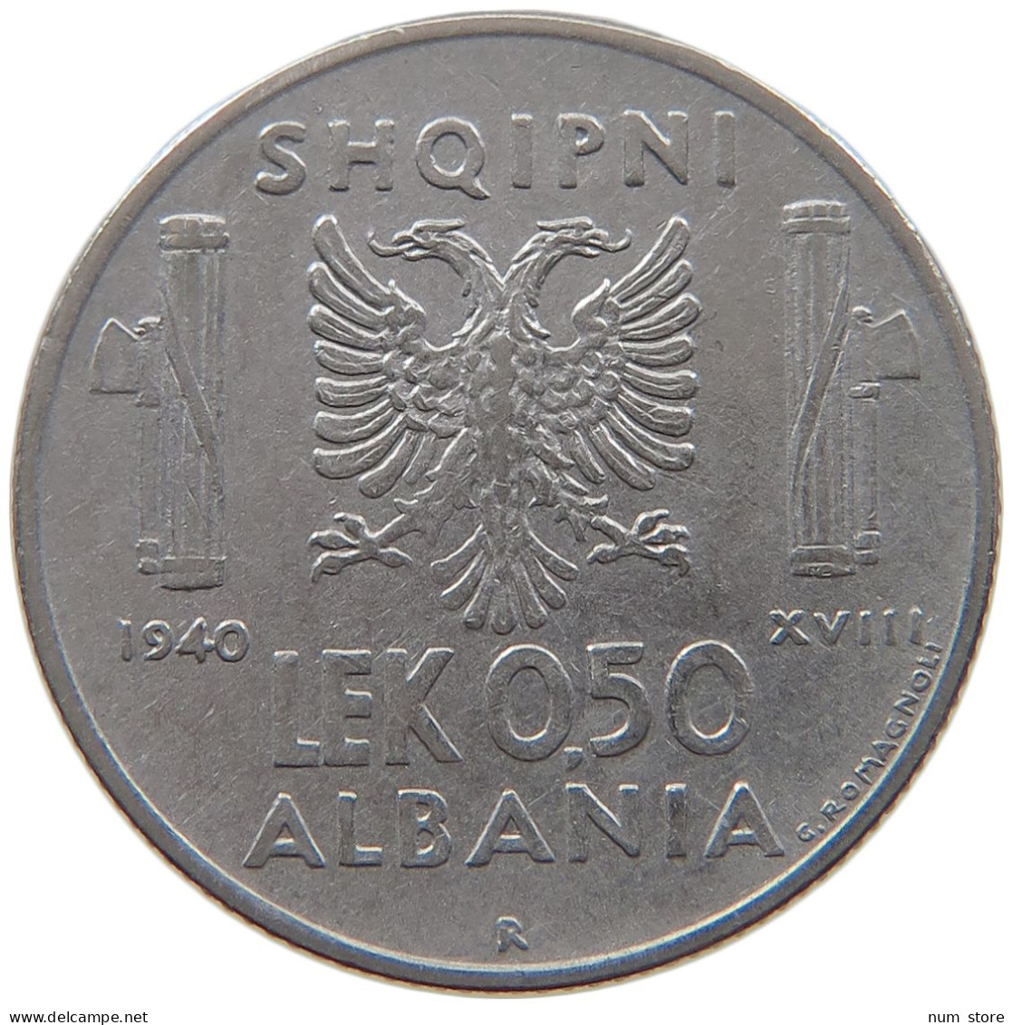 ALBANIA 0,5 LEK 1940 VITTORIO EMANUELE III. (1900 - 1946) #MA 066595 - Oriental