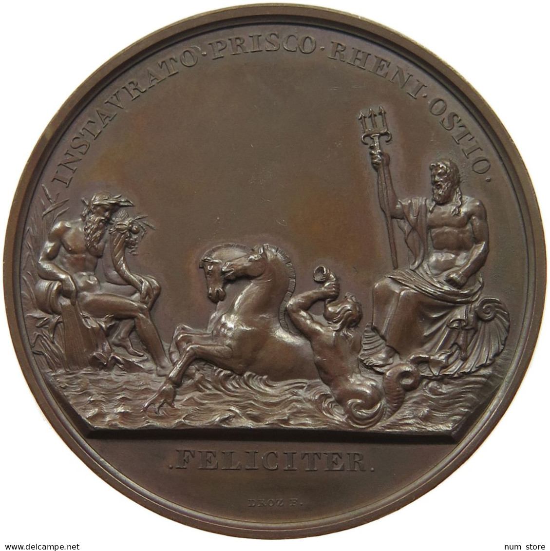 AUSTRIAN NETHERLANDS MEDAILLE 1807 VON J. P. DROZ, AUF DIE ERÖFFNUNG DER RHEIN-SCHLEUSE BEI KATWIJK. #MA 012736 - 1714-1794 Austrian Netherlands