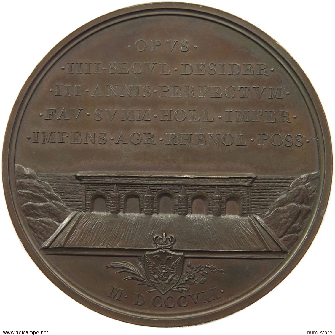 AUSTRIAN NETHERLANDS MEDAILLE 1807 VON J. P. DROZ, AUF DIE ERÖFFNUNG DER RHEIN-SCHLEUSE BEI KATWIJK. #MA 012736 - 1714-1794 Austrian Netherlands