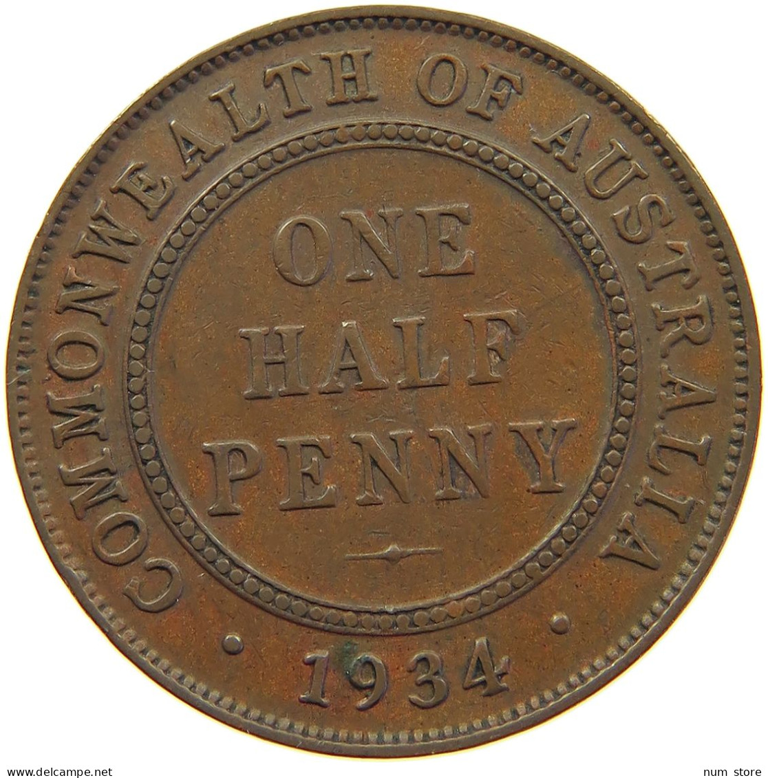 AUSTRALIA 1/2 PENNY 1934 GEORGE V. (1910-1936) #MA 066498 - ½ Penny