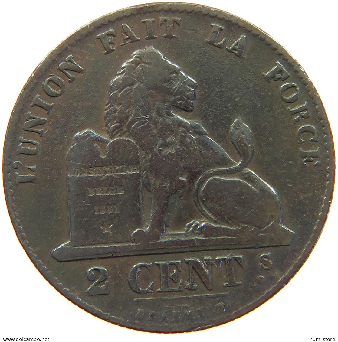 BELGIUM 2 CENTIMES 1863 LEOPOLD I. (1831-1865) #MA 067327 - 2 Cents