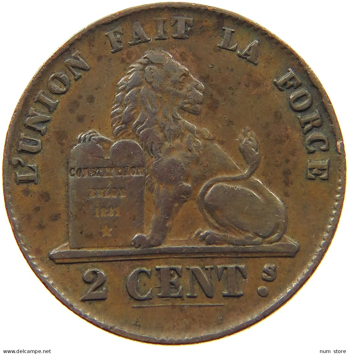 BELGIUM 2 CENTIMES 1859 LEOPOLD I. (1831-1865) DOBULE STRUCK 8 #MA 100946 - 2 Centimes