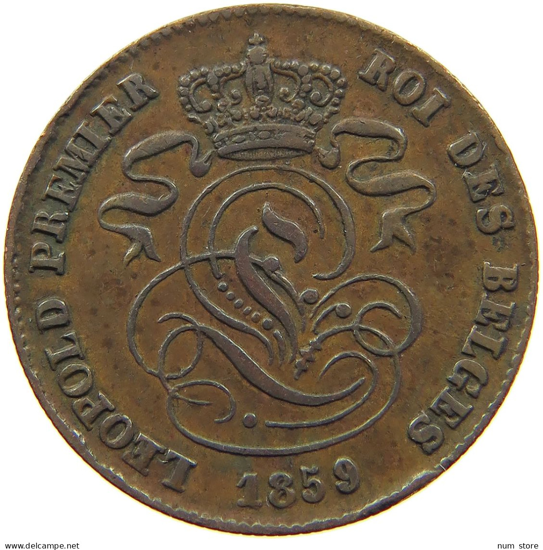 BELGIUM 2 CENTIMES 1859 LEOPOLD I. (1831-1865) DOBULE STRUCK 8 #MA 100946 - 2 Cents