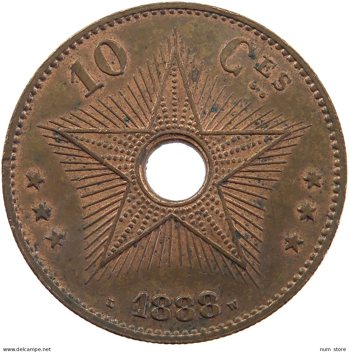 BELGIAN CONGO 10 CENTIMES 1888 LEOPOLD II. 1865-1909 #MA 103760 - 1885-1909: Leopold II.