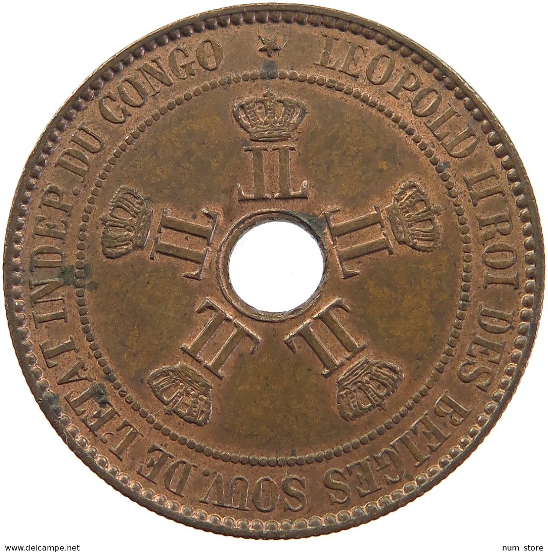 BELGIAN CONGO 10 CENTIMES 1888 LEOPOLD II. 1865-1909 #MA 103760 - 1885-1909: Leopold II.