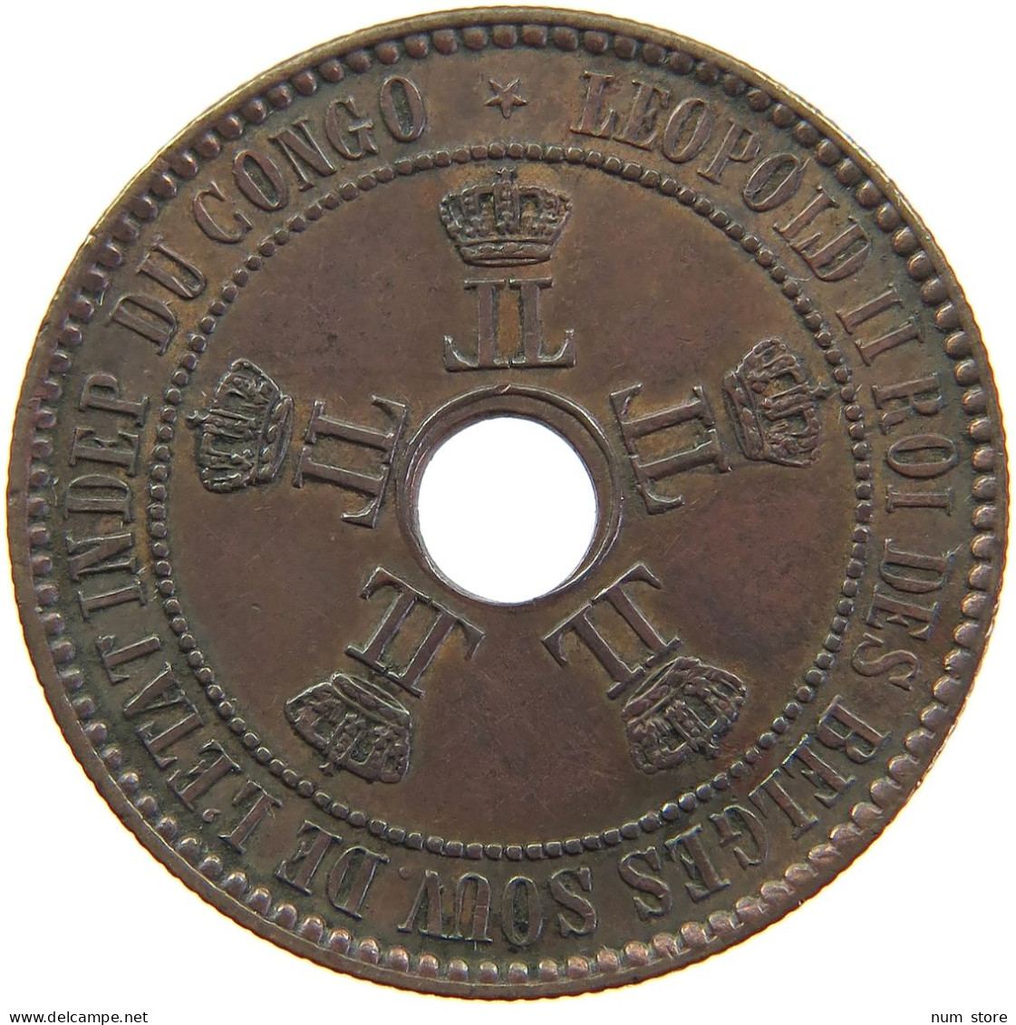 BELGIAN CONGO 5 CENTIMES 1888 LEOPOLD II. 1865-1909 #MA 065013 - 1885-1909: Leopold II.