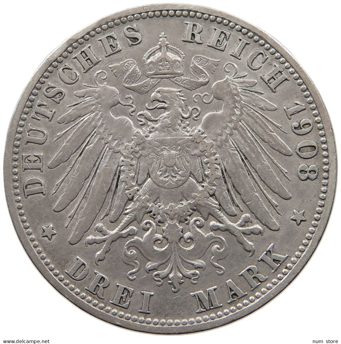 BAYERN 3 MARK 1908 OTTO 1886-1913 #MA 020862 - 2, 3 & 5 Mark Argent