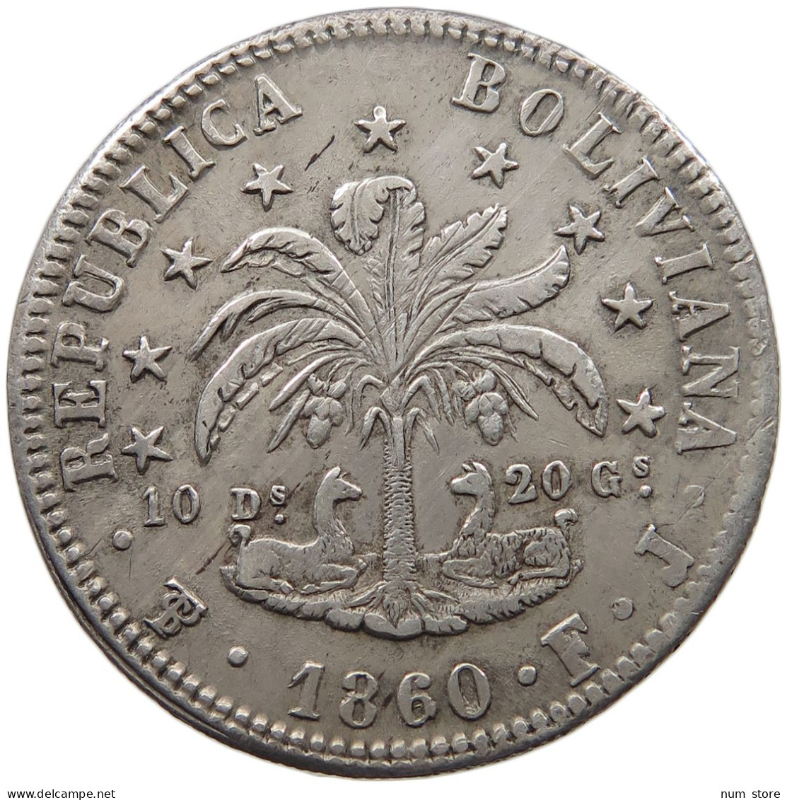 BOLIVIA 8 SOLES 1860  #MA 025468 - Bolivia