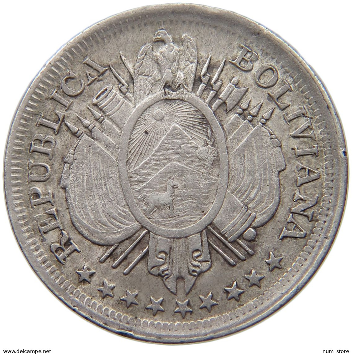 BOLIVIA 50 CENTAVOS 1899  #MA 024536 - Bolivië