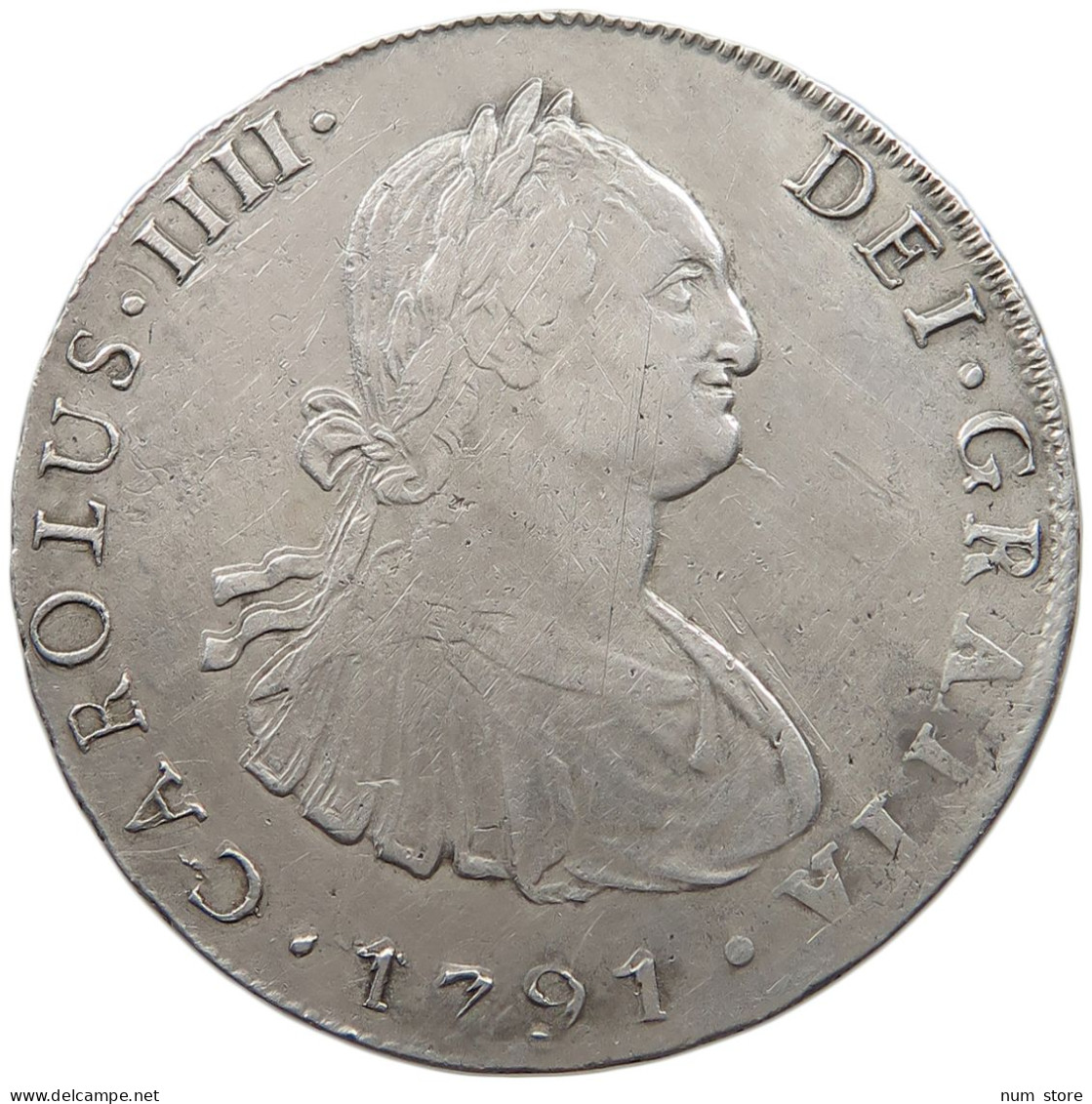 BOLIVIA 8 REALES 1791 PR CARLOS IV, 1788-1808 DOUBLE STRUCK DATE #MA 025519 - Bolivie