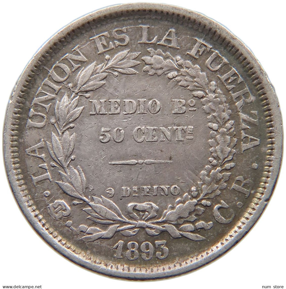 BOLIVIA 50 CENTAVOS 1893  #MA 025472 - Bolivia