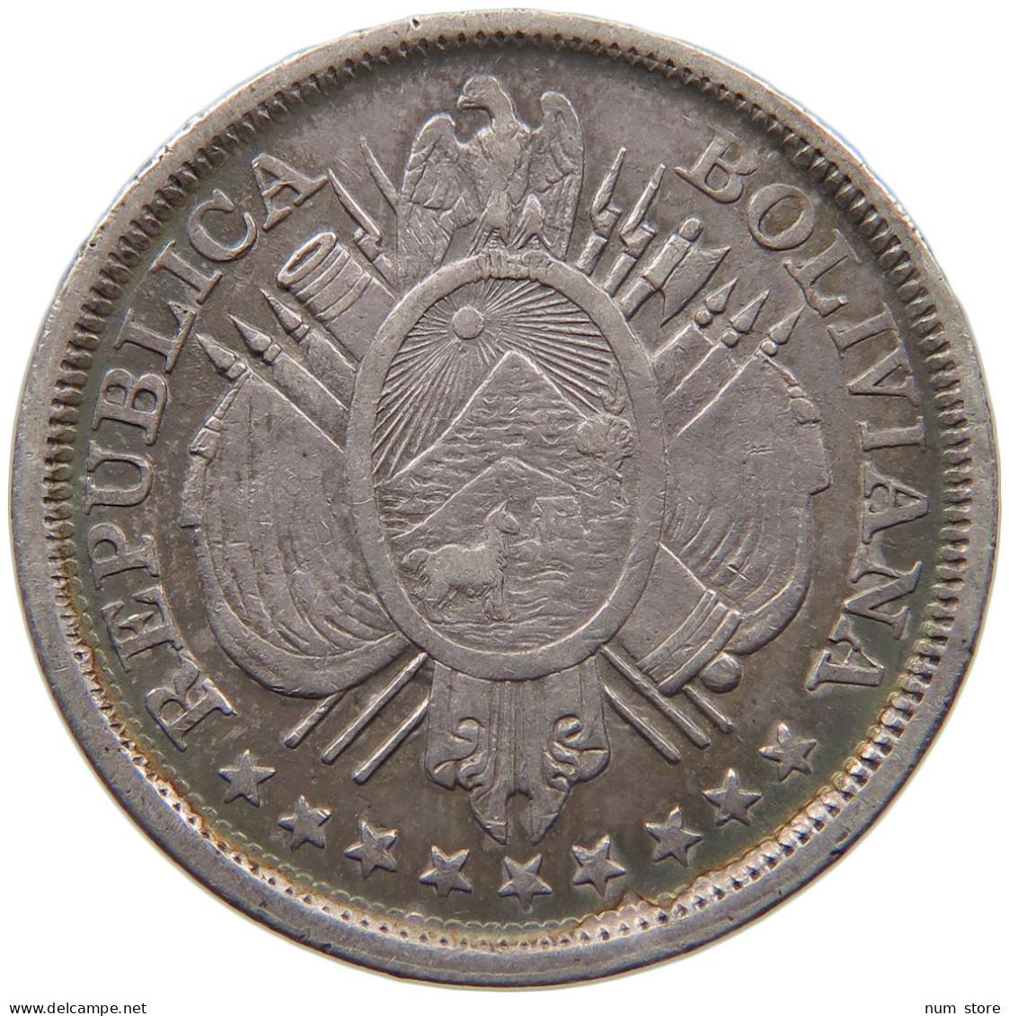 BOLIVIA 50 CENTAVOS 1893  #MA 025472 - Bolivië