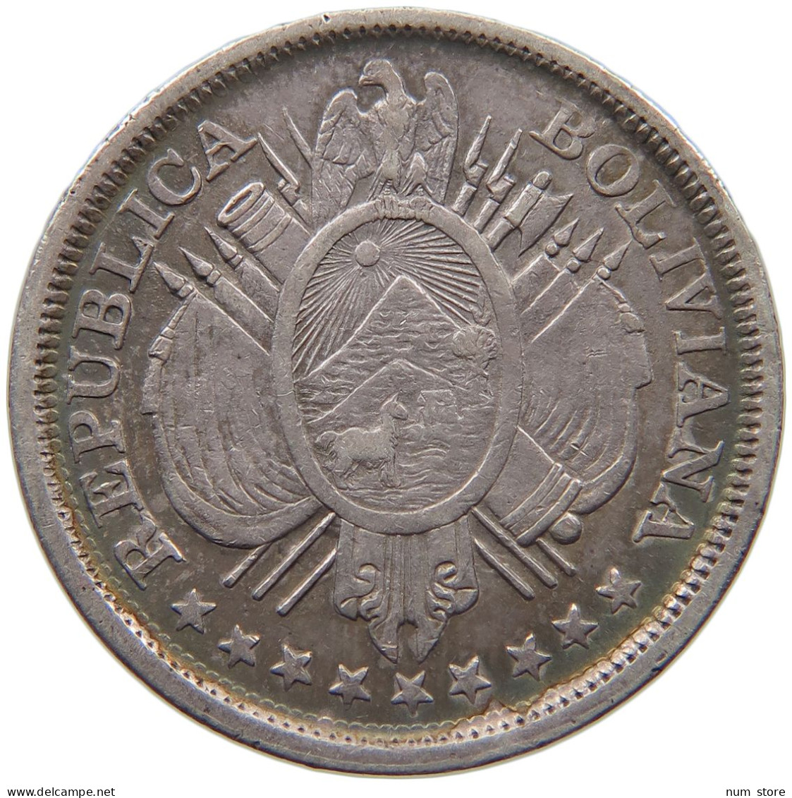BOLIVIA 50 CENTAVOS 1893  #MA 025472 - Bolivie