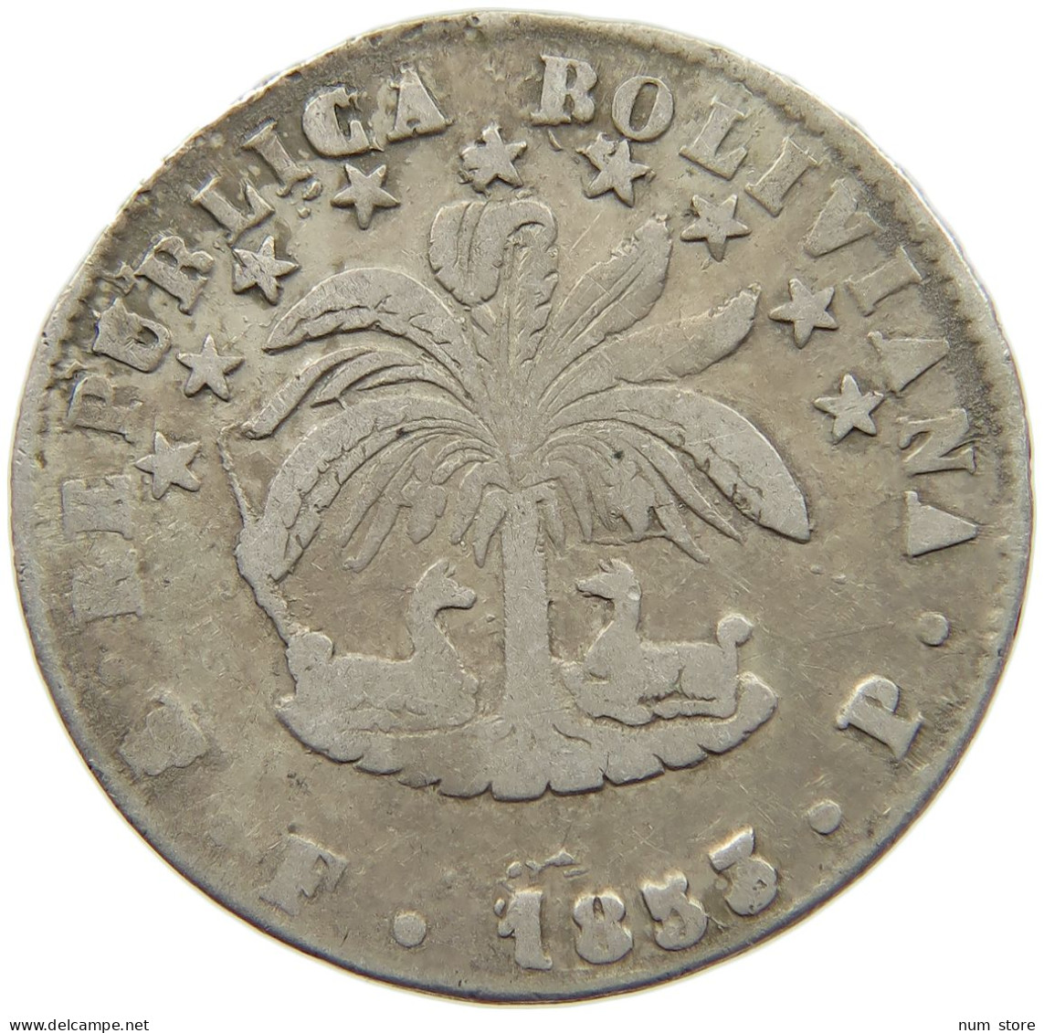 BOLIVIA 4 SOLES 1853  #MA 020981 - Bolivia