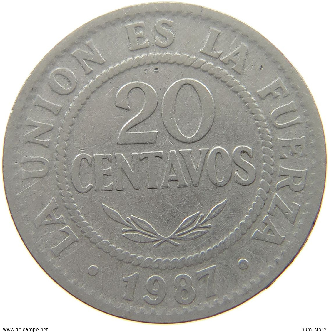 BOLIVIA 20 CENTAVOS 1987  #MA 025479 - Bolivië