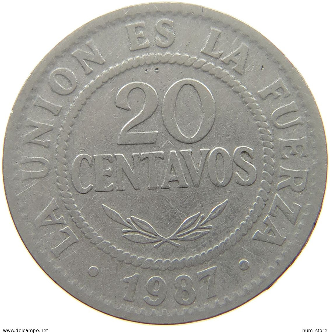 BOLIVIA 20 CENTAVOS 1987  #MA 025479 - Bolivia