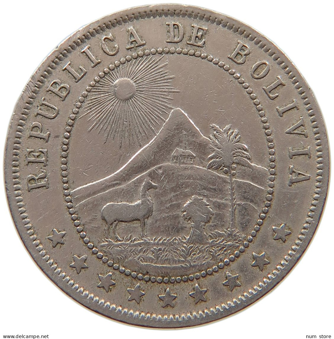 BOLIVIA 10 CENTAVOS 1908  #MA 067103 - Bolivie