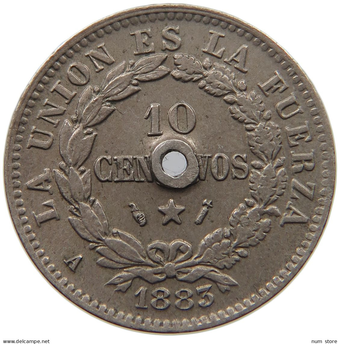 BOLIVIA 10 CENTAVOS 1883  #MA 025477 - Bolivie