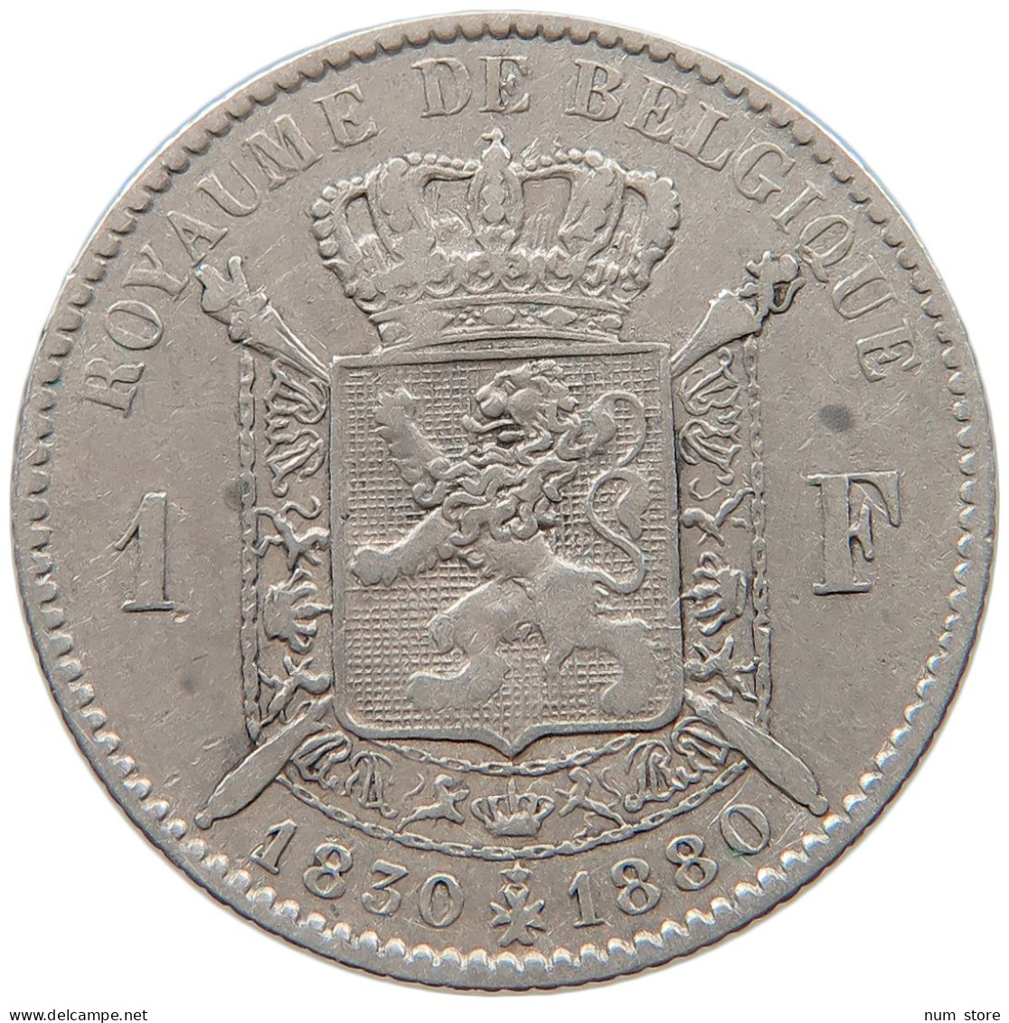 BELGIUM FRANC 1880 LEOPOLD II. 1865-1909 #MA 062163 - 1 Franc