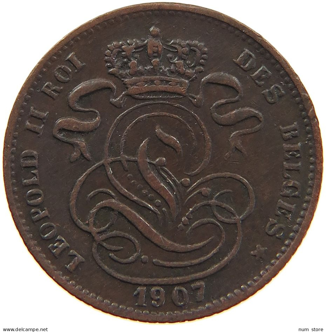 BELGIUM CENTIME 1907 LEOPOLD II. 1865-1909 #MA 100694 - 1 Cent