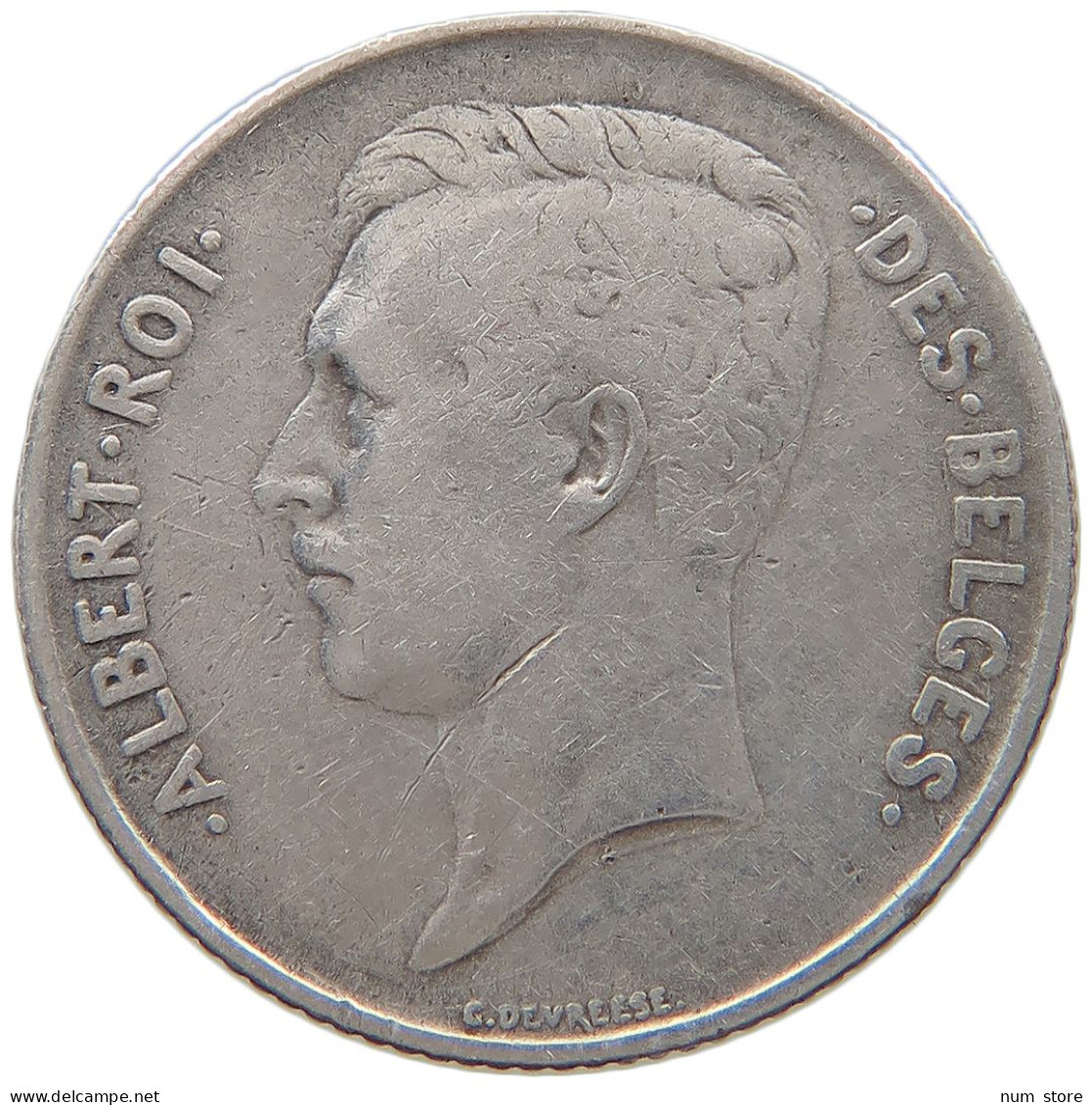 BELGIUM FRANC 1911 ALBERT I. 1909-1934 #MA 068250 - 1 Franc