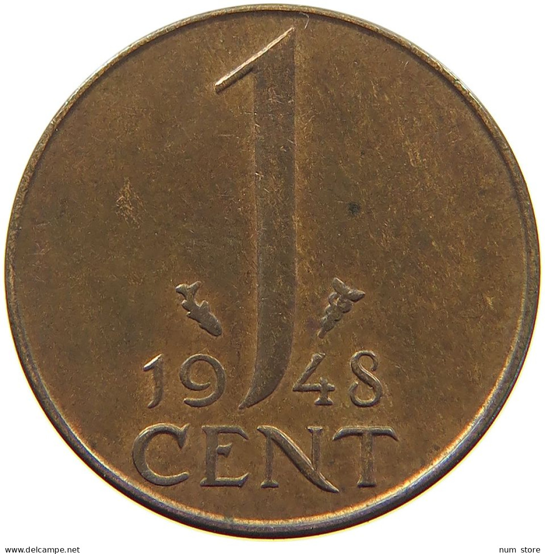 NETHERLANDS CENT 1948 WILHELMINA 1890-1948 #MA 067874 - 1 Cent