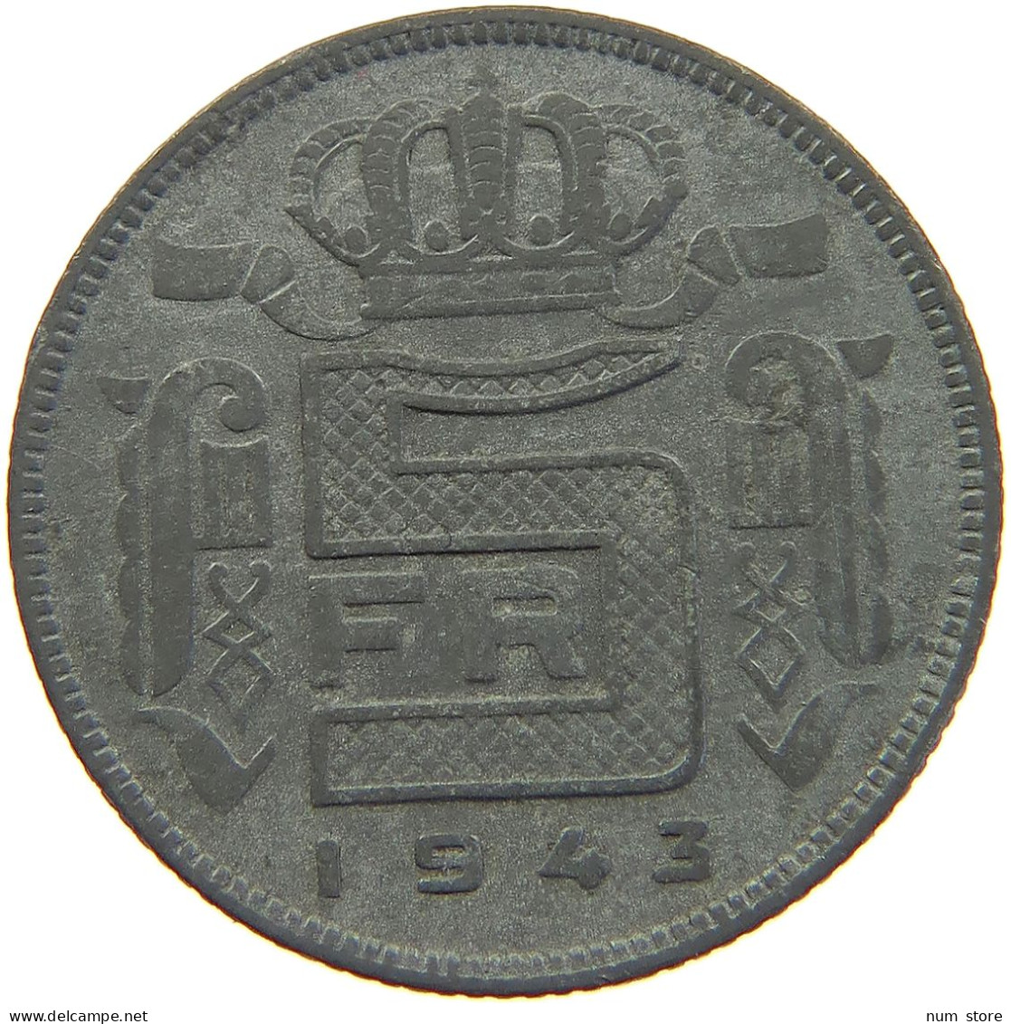 BELGIUM 5 FRANCS 1943 LEOPOLD III. (1934-1951) #MA 067959 - 5 Francs