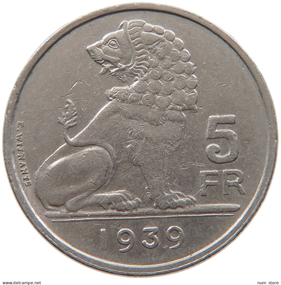 BELGIUM 5 FRANCS 1939 LEOPOLD III. (1934-1951) #MA 067340 - 5 Francs