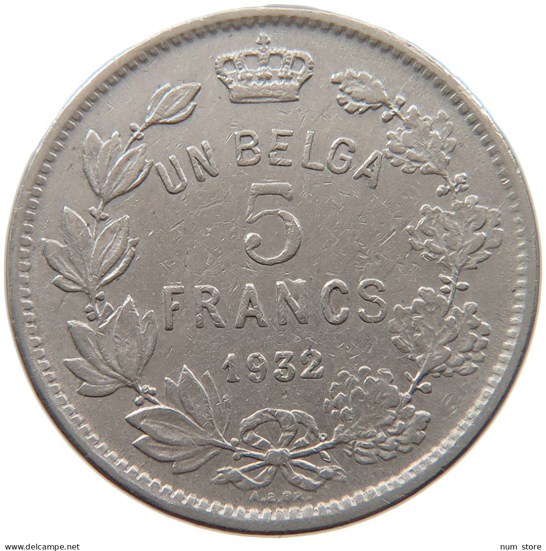 BELGIUM 5 FRANCS 1932 ALBERT I. 1909-1934 #MA 067537 - 5 Frank & 1 Belga