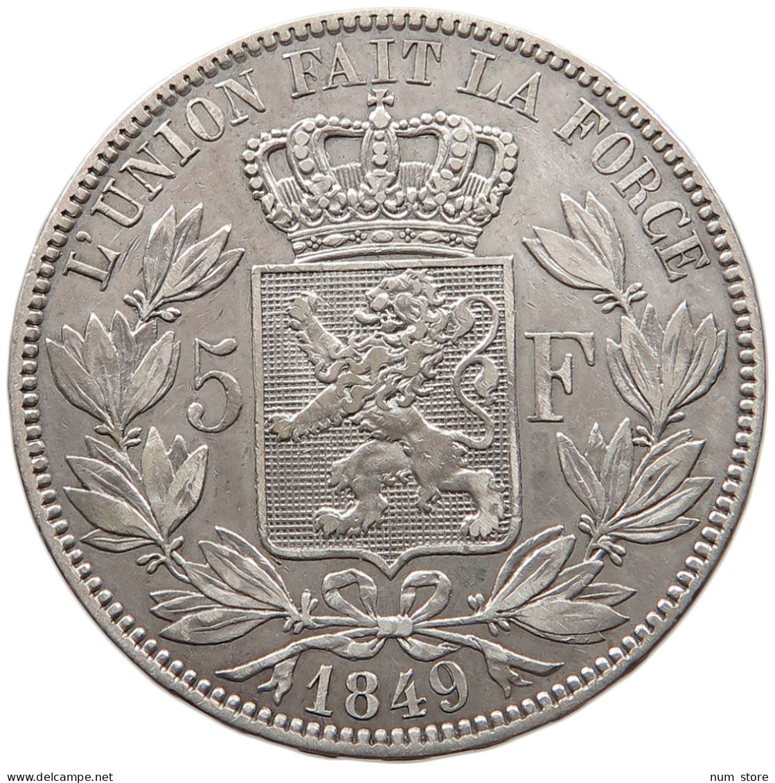 BELGIUM 5 FRANCS 1849 LEOPOLD I. (1831-1865) #MA 062143 - 5 Francs