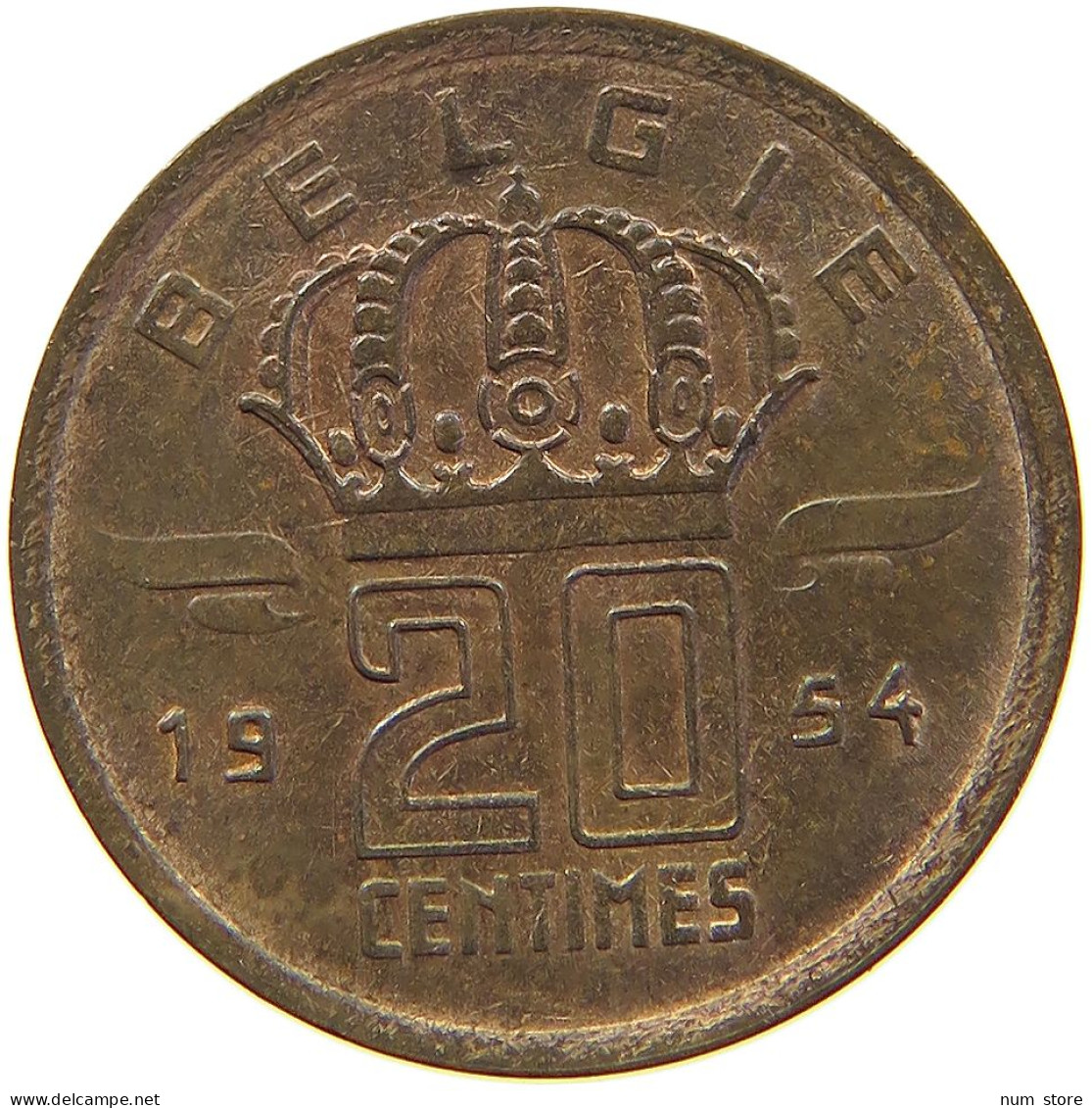 BELGIUM 20 CENTIMES 1954 BADOUIN I. 1951-1993 #MA 067332 - 20 Centimes