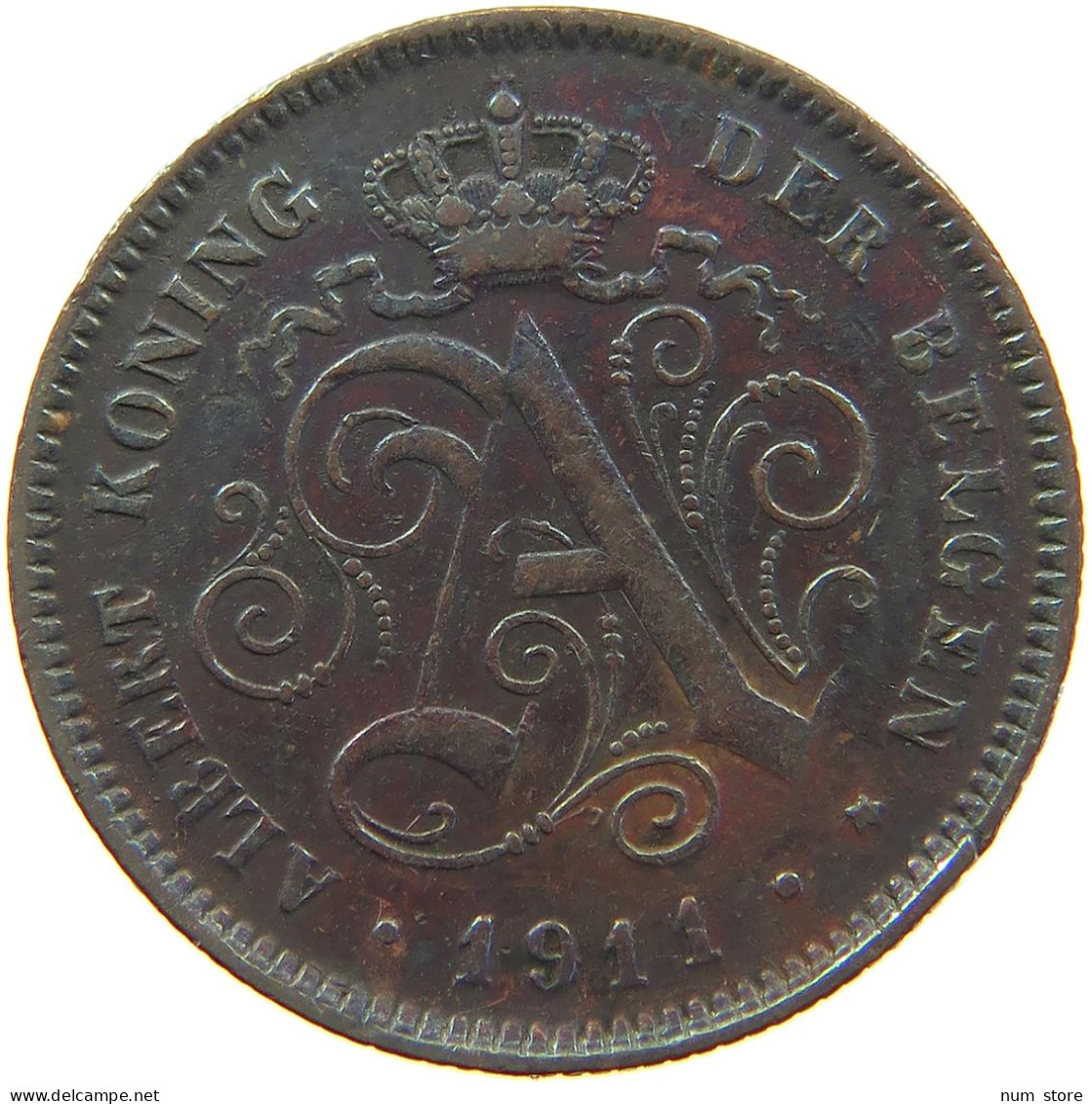 BELGIUM 2 CENTIMES 1911 ALBERT I. 1909-1934 #MA 067328 - 2 Cent