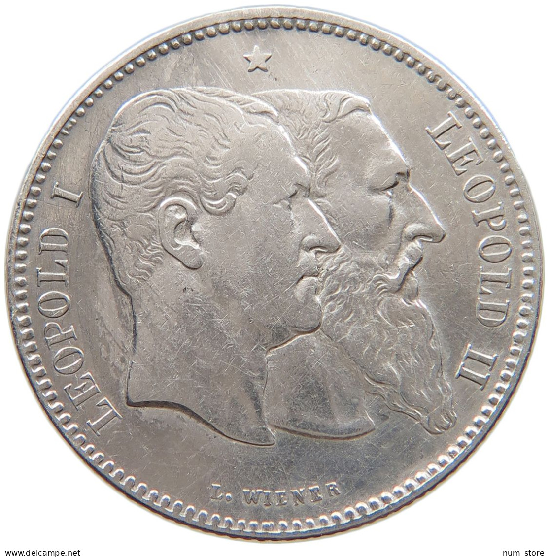 BELGIUM 2 FRANCS 1830 1880 LEOPOLD II. 1865-1909 #MA 068770 - 2 Francs