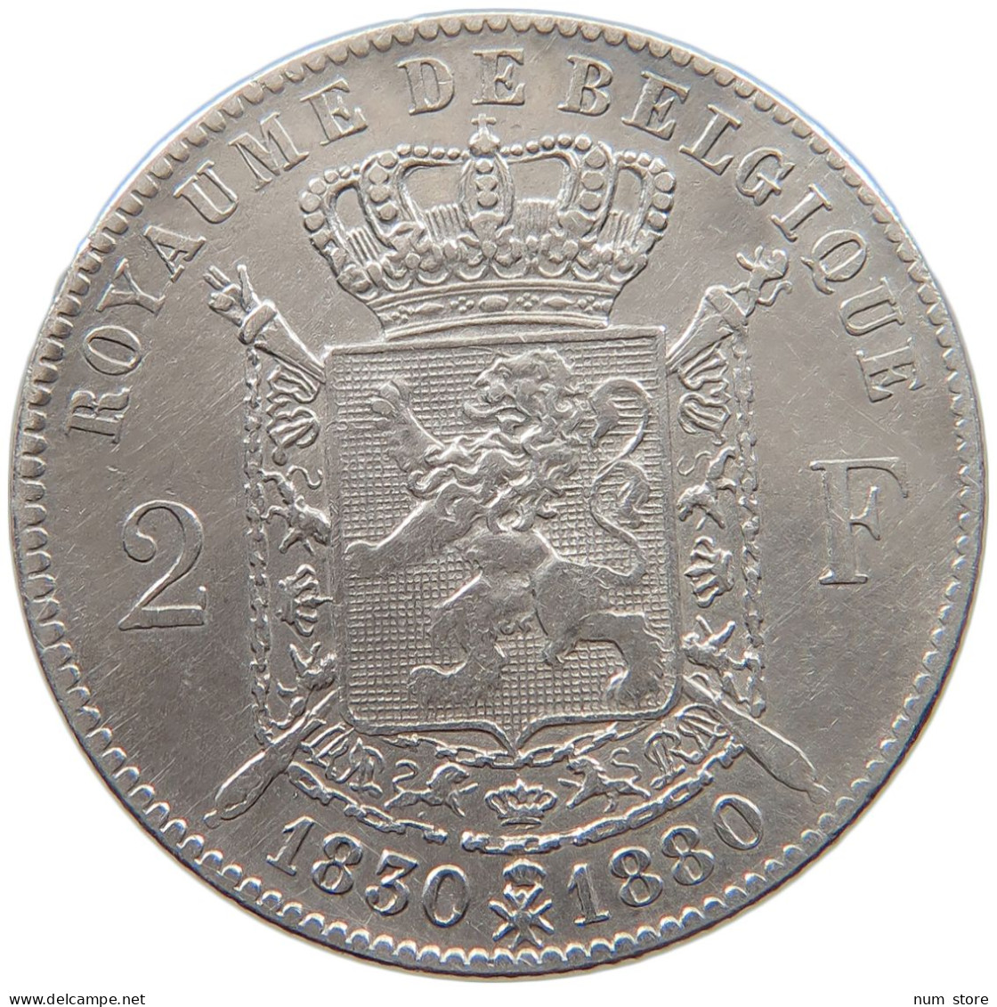 BELGIUM 2 FRANCS 1830 1880 LEOPOLD II. 1865-1909 #MA 068770 - 2 Francs