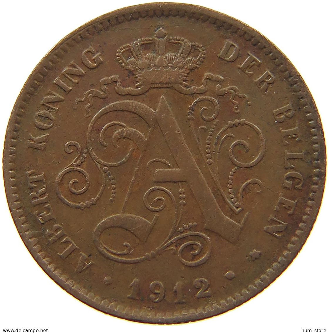 BELGIUM 2 CENTIMES 1912 ALBERT I. 1909-1934 #MA 100944 - 2 Centimes