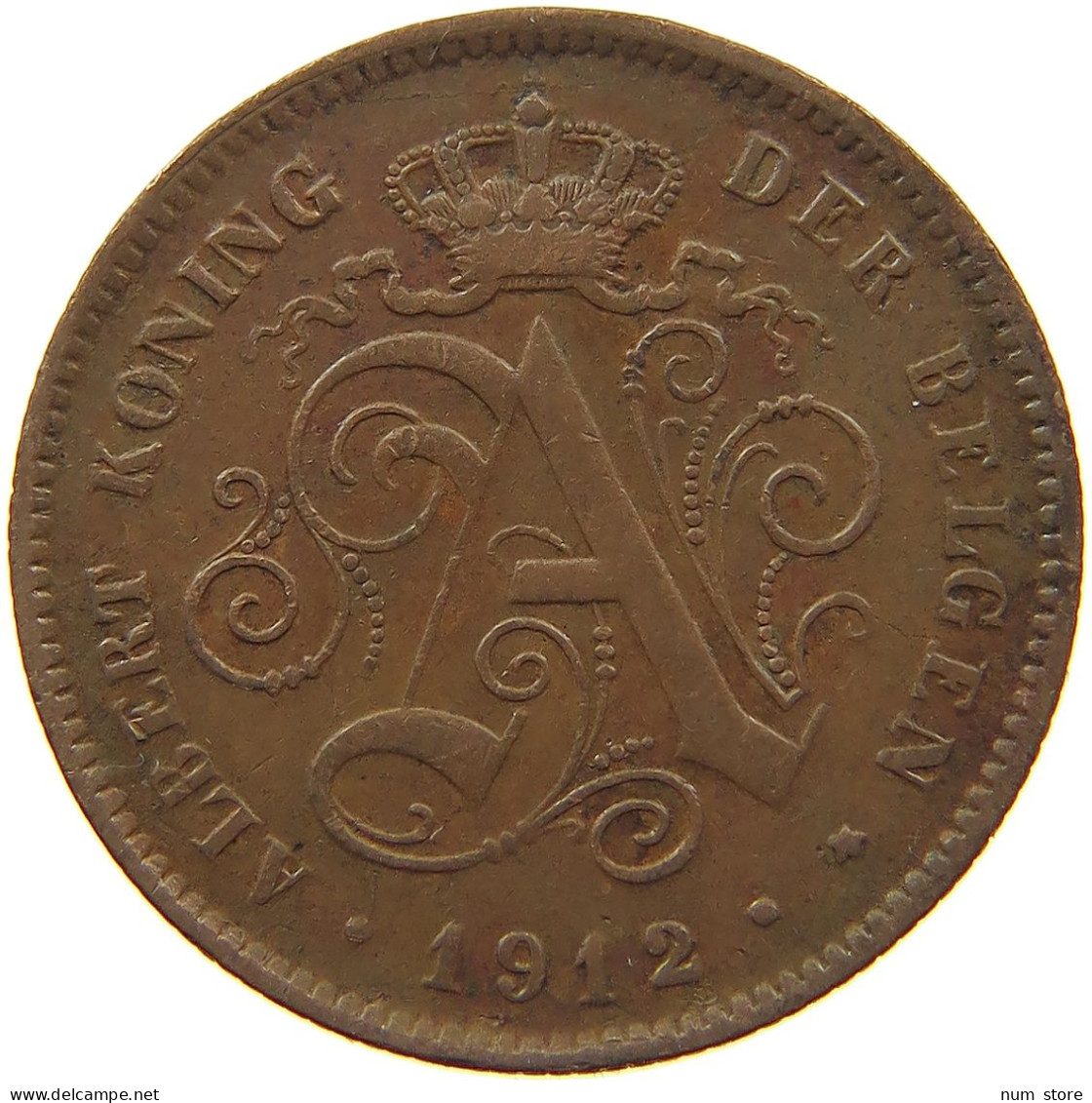 BELGIUM 2 CENTIMES 1912 ALBERT I. 1909-1934 #MA 100944 - 2 Cents