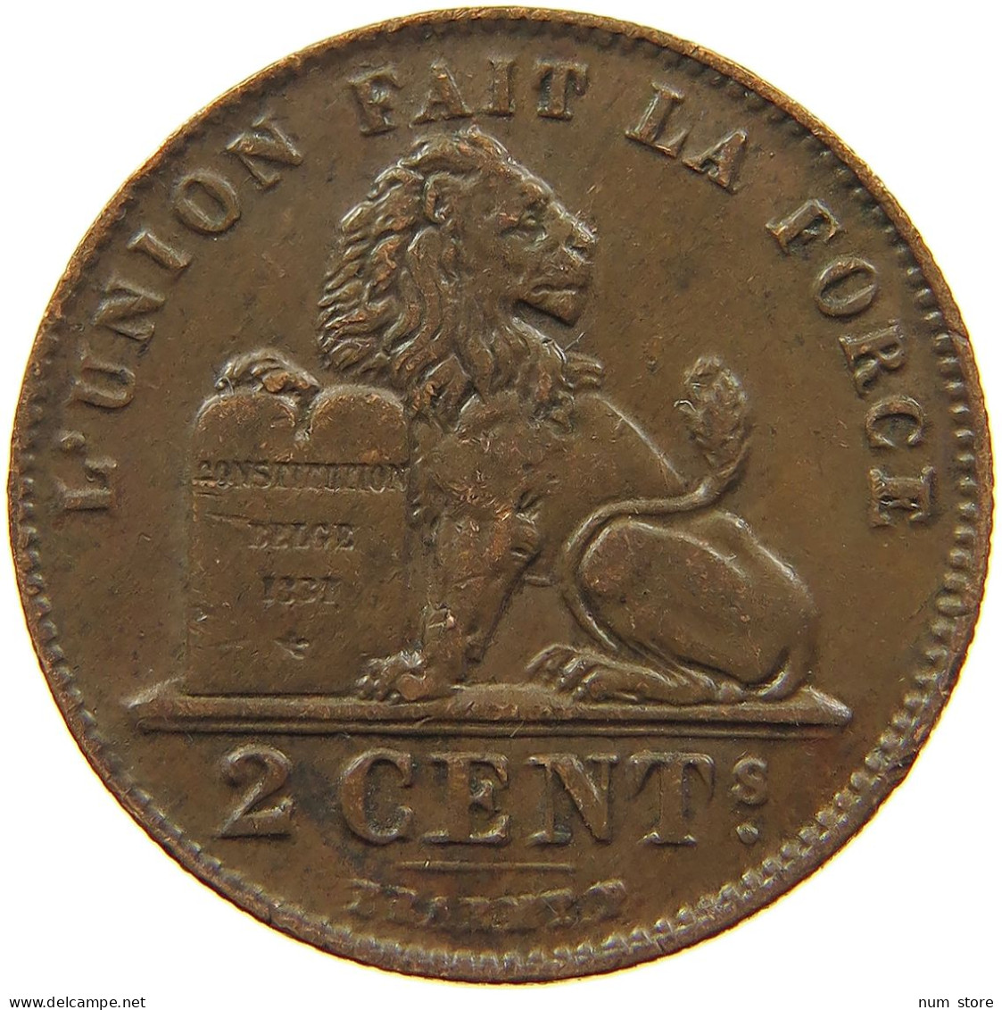 BELGIUM 2 CENTIMES 1909 LEOPOLD II. 1865-1909 #MA 100962 - 2 Cents