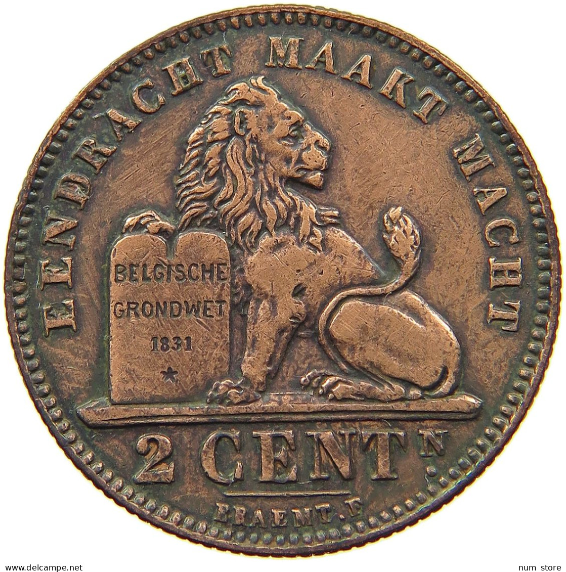 BELGIUM 2 CENTIMES 1911 ALBERT I. 1909-1934 #MA 100963 - 2 Cents