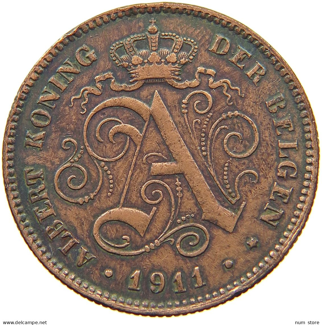 BELGIUM 2 CENTIMES 1911 ALBERT I. 1909-1934 #MA 100963 - 2 Centimes