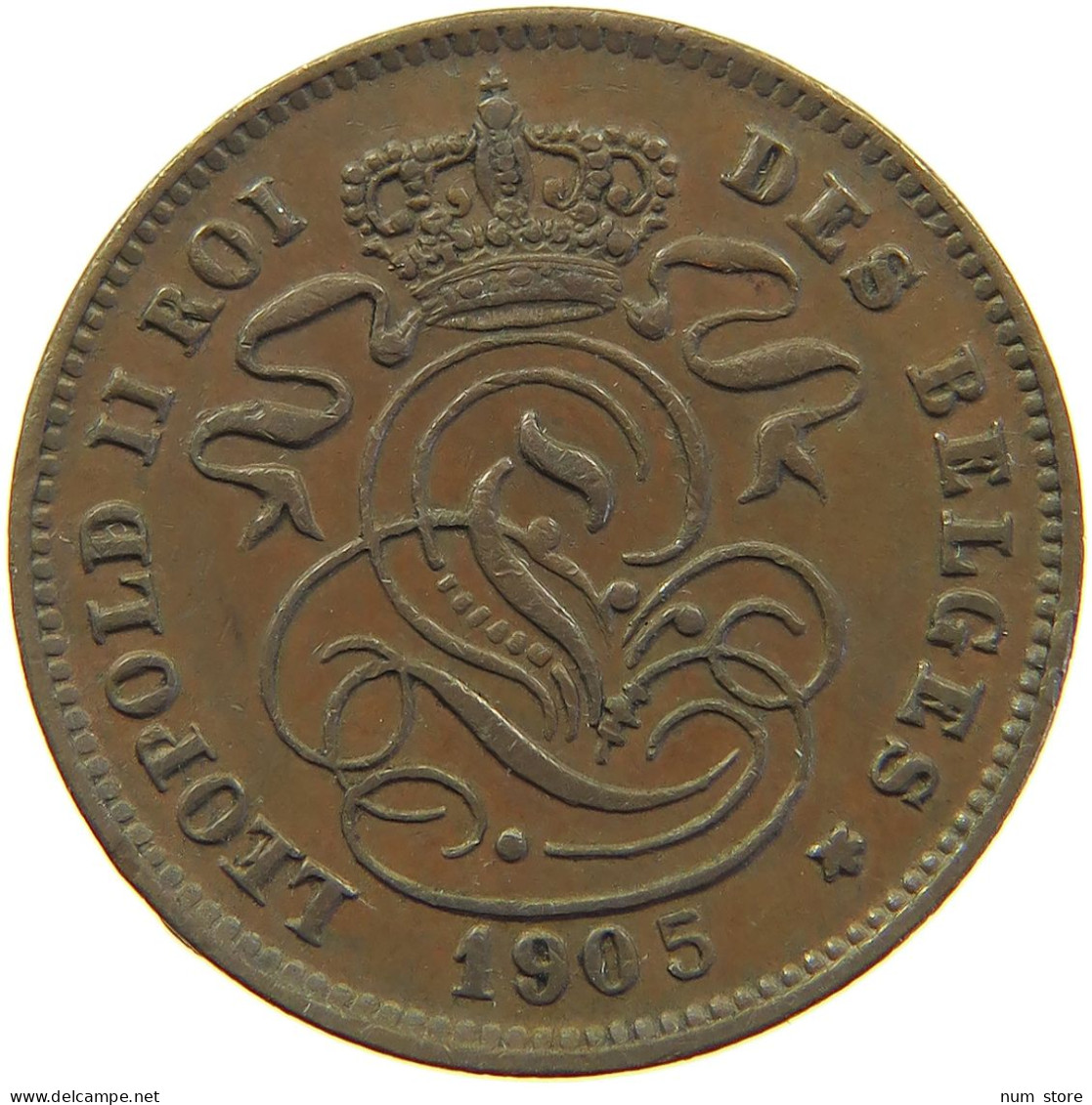BELGIUM 2 CENTIMES 1905 LEOPOLD II. 1865-1909 #MA 067325 - 2 Cent