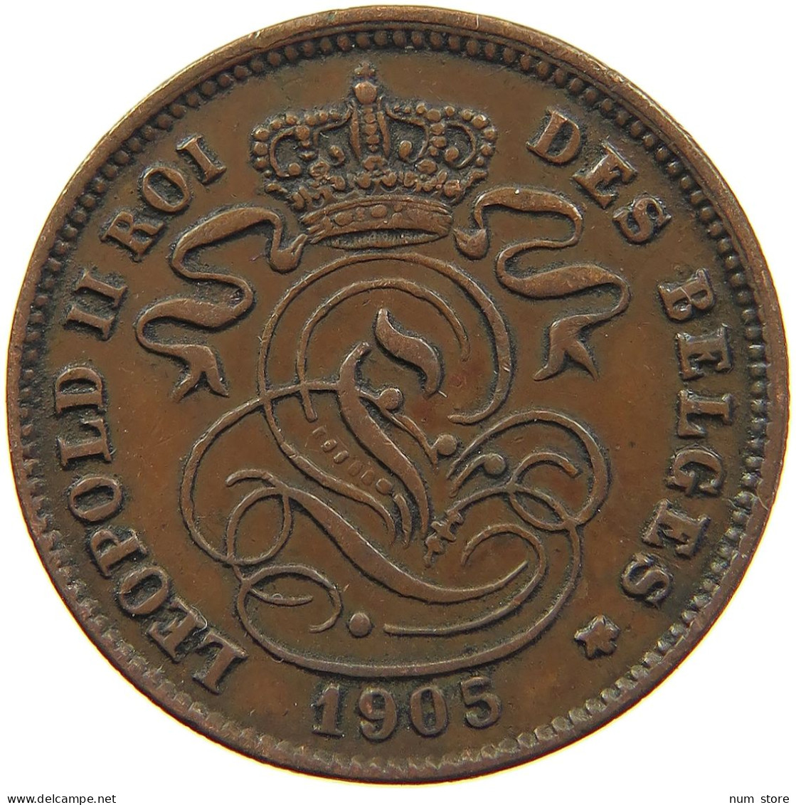 BELGIUM 2 CENTIMES 1905 LEOPOLD II. 1865-1909 #MA 100942 - 2 Centimes