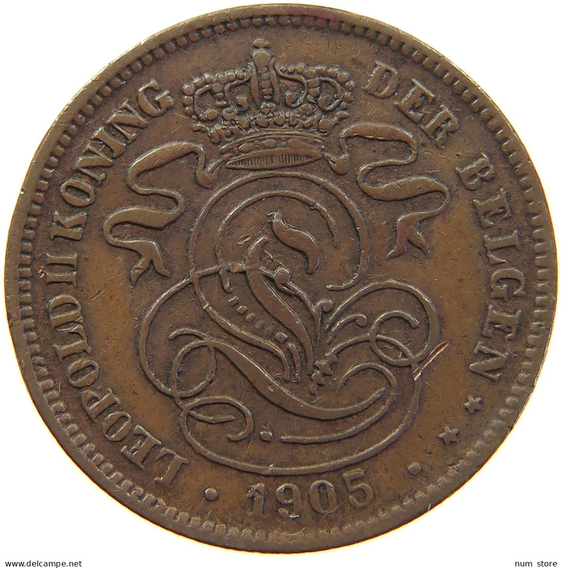 BELGIUM 2 CENTIMES 1905 LEOPOLD II. 1865-1909 #MA 067326 - 2 Cents